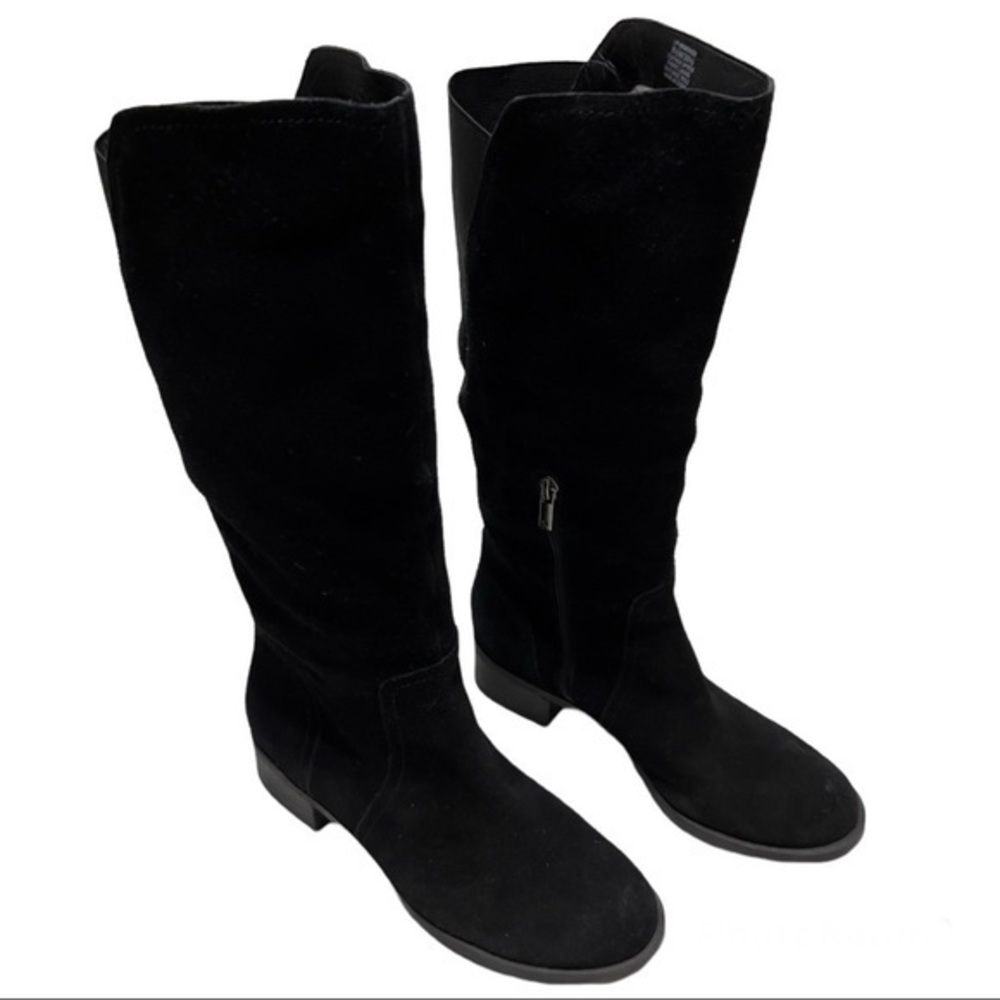 LUCKY BRAND HANOVER Black Suede Leather Knee High Riding Tall Boots 9.5